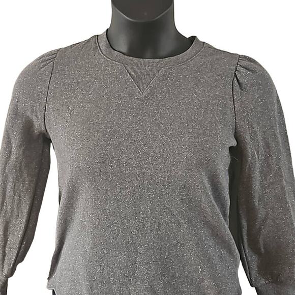 Gap Kids Girls Glitter Gray Sweatshirt - Size XL (10/12) Long Sleeve Pullover - Picture 3 of 5